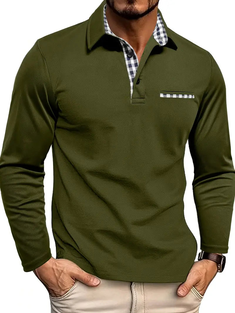 Chris | Long Sleeve Polo Shirt - Winter - Navy Cotton