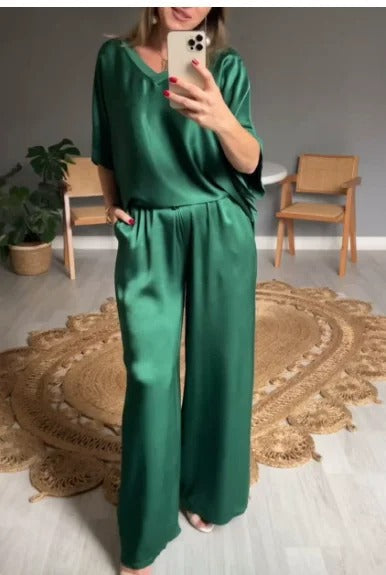 Donna | Women’s Chiffon Two-Piece Wide-Leg Set