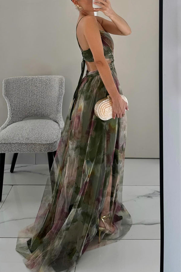 Hailey | Women's Summer Spaghetti Backless Maxi Dress - Blue Cotton