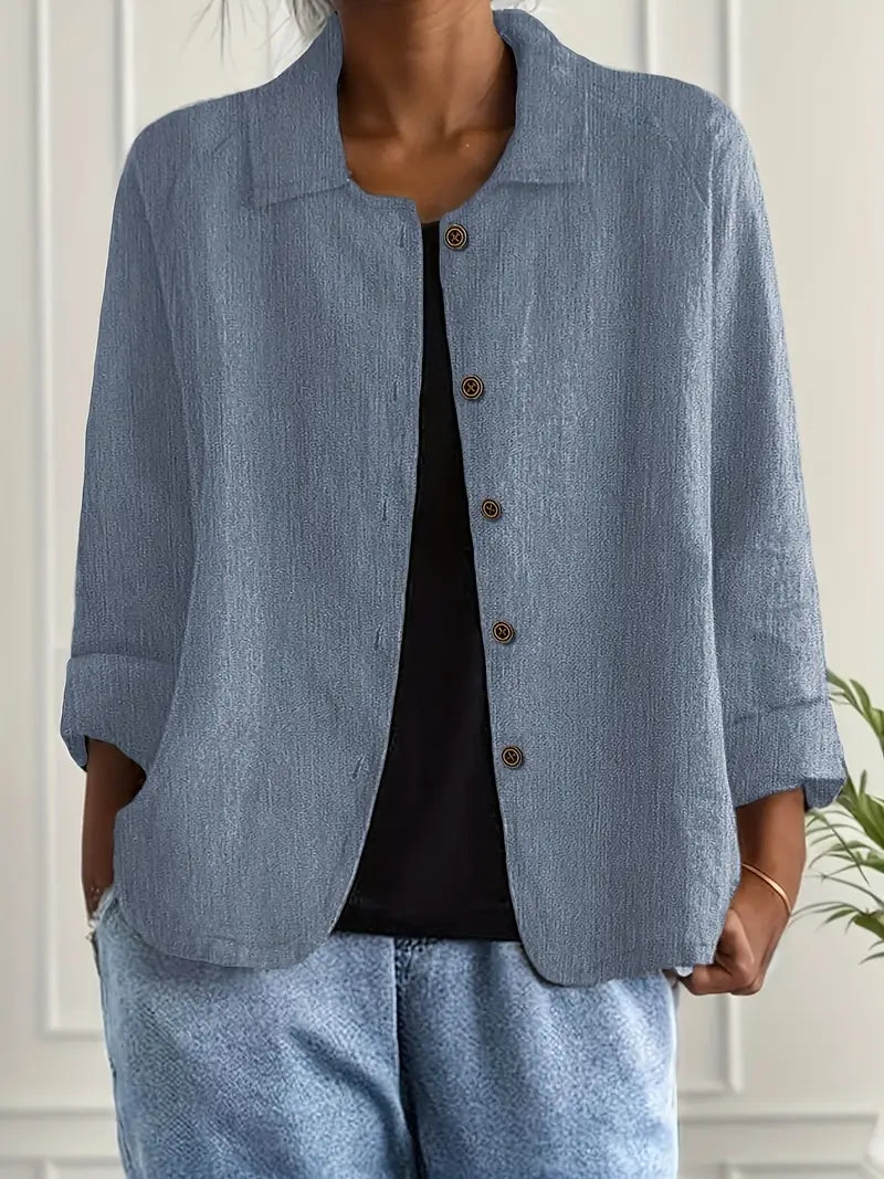 Chloe | Casual Jacket Lightweight Button Front - Light Blue