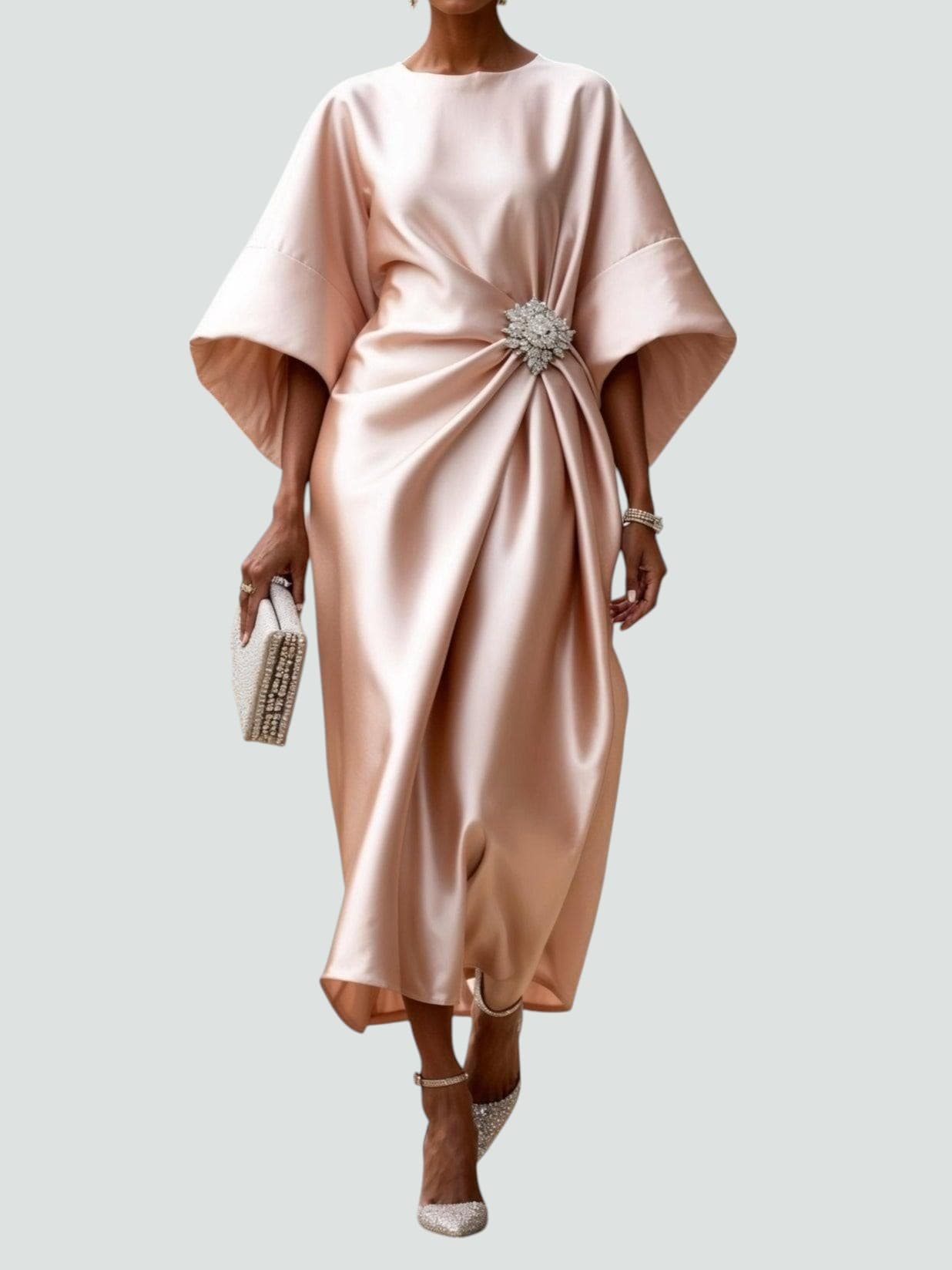 Luneth | Elegant Dress - Black Silk Midi