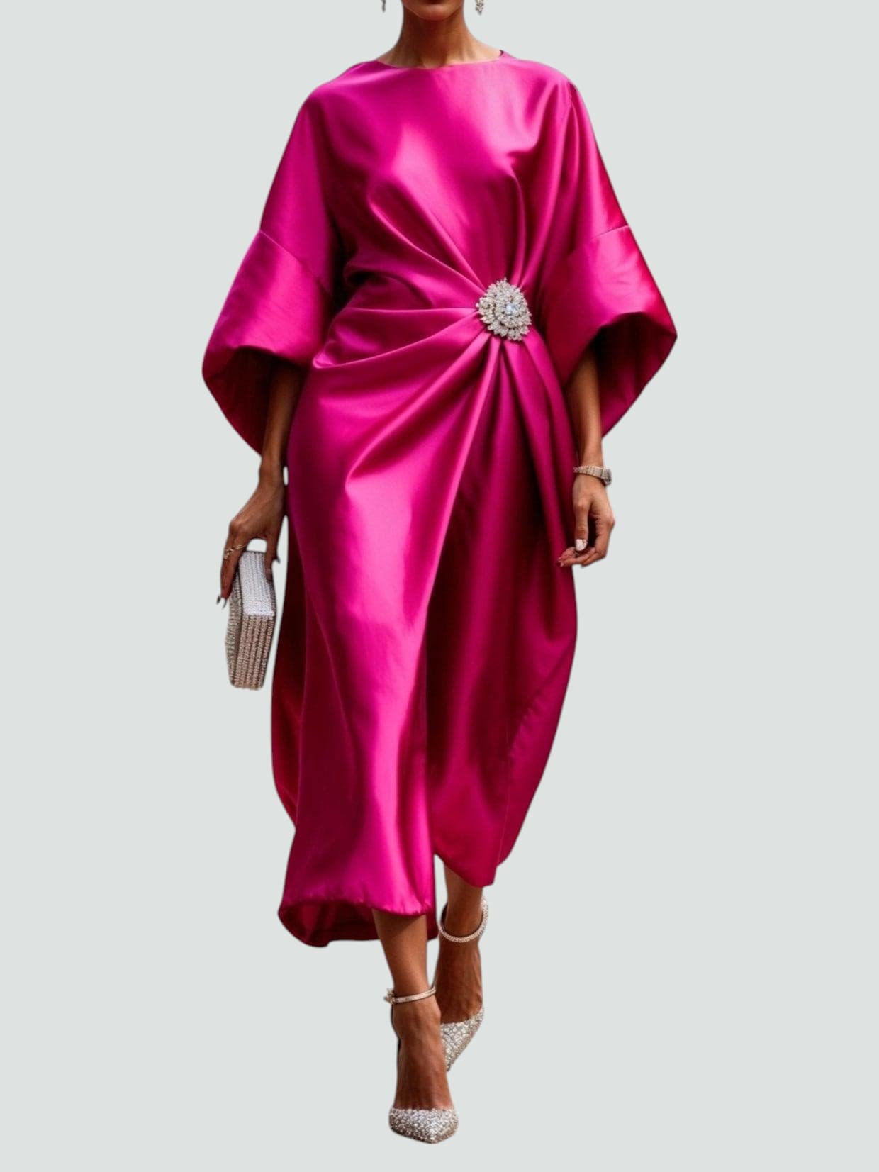 Luneth | Elegant Dress - Black Silk Midi