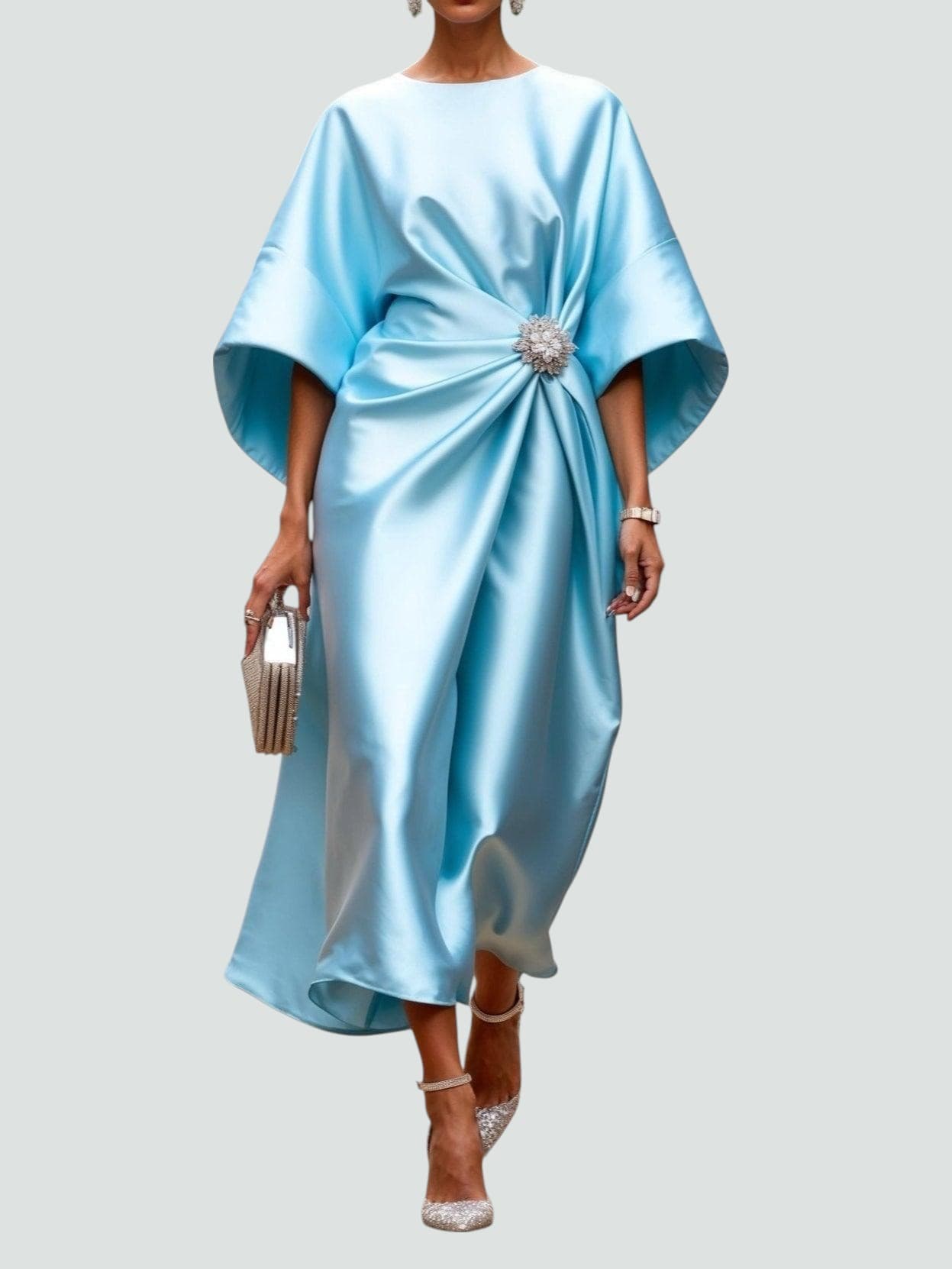 Luneth | Elegant Dress - Black Silk Midi