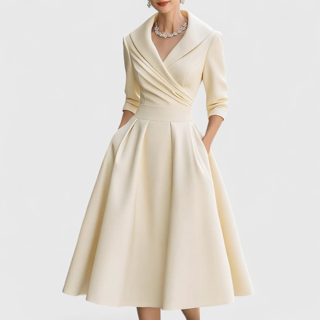 Marley Quinn | Elegant Midi Dress - Floral Print Cotton