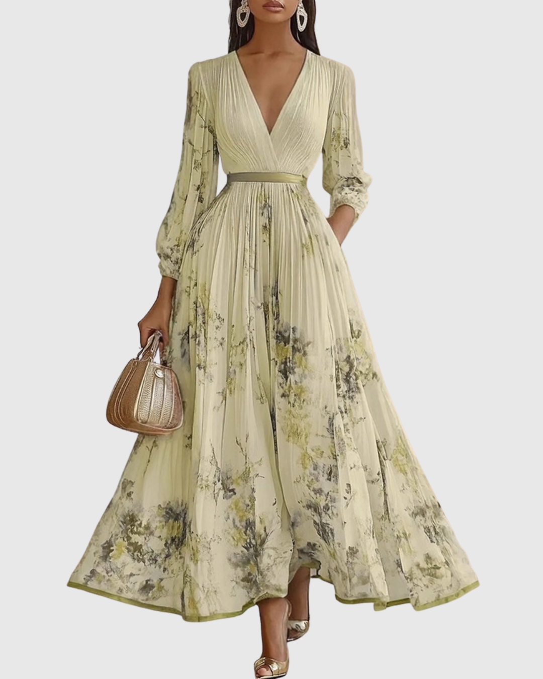 Rowella | Pleated Maxi Dress - Black Silk