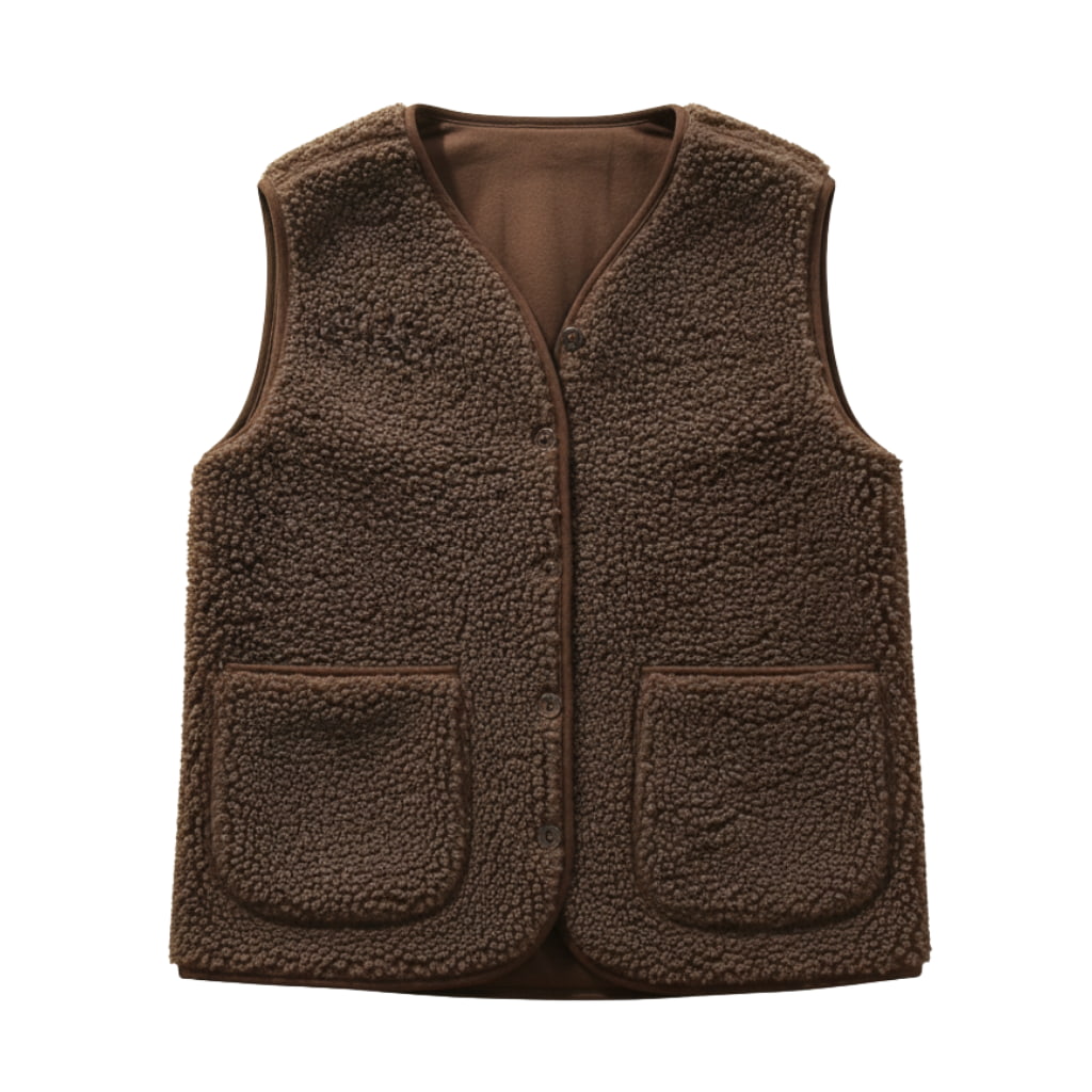 Ella | Casual Sherpa Vest - Warm Beige
