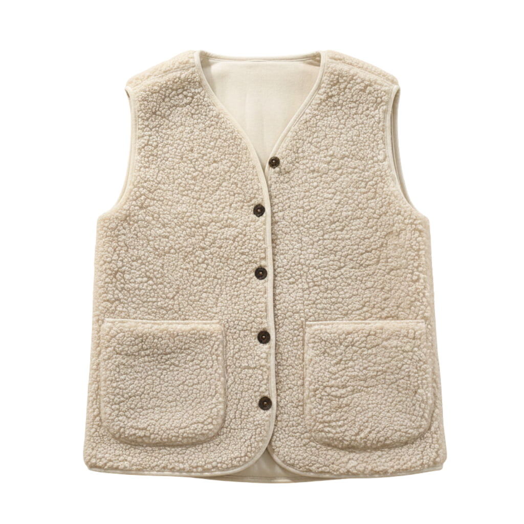 Ella | Casual Sherpa Vest - Warm Beige