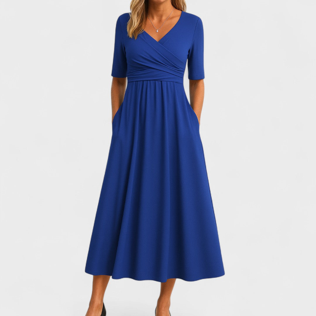 Ida | Midi Dress - Silk Blend - Navy