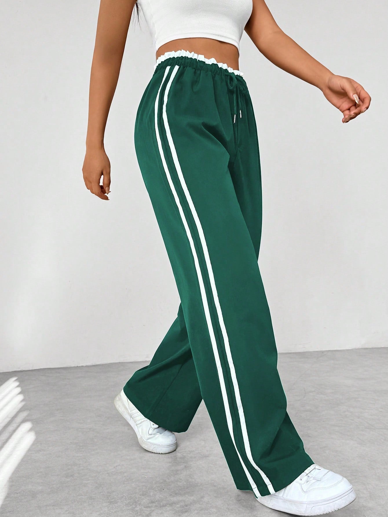 Sportieve | Wide-Leg Trousers - Black Cotton