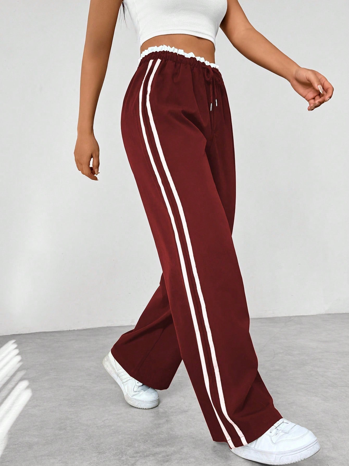 Sportieve | Wide-Leg Trousers - Black Cotton