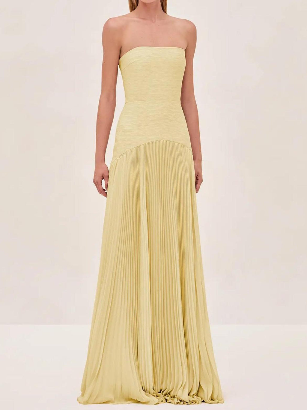 Abigail | Strapless Pleated Maxi Dress - Blush Pink