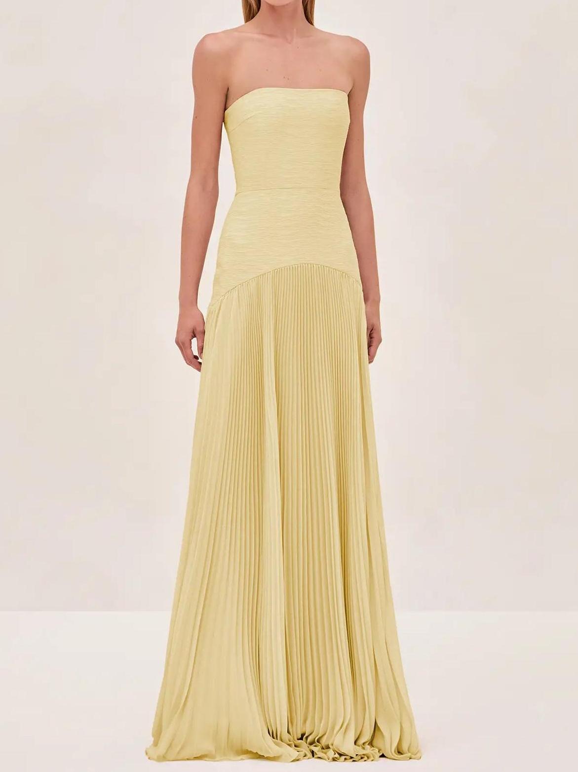 Abigail | Strapless Pleated Maxi Dress - Blush Pink
