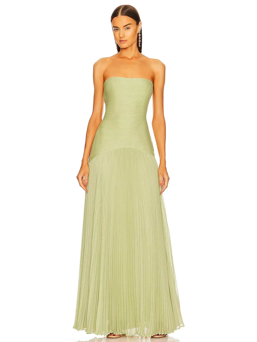Abigail | Strapless Pleated Maxi Dress - Blush Pink