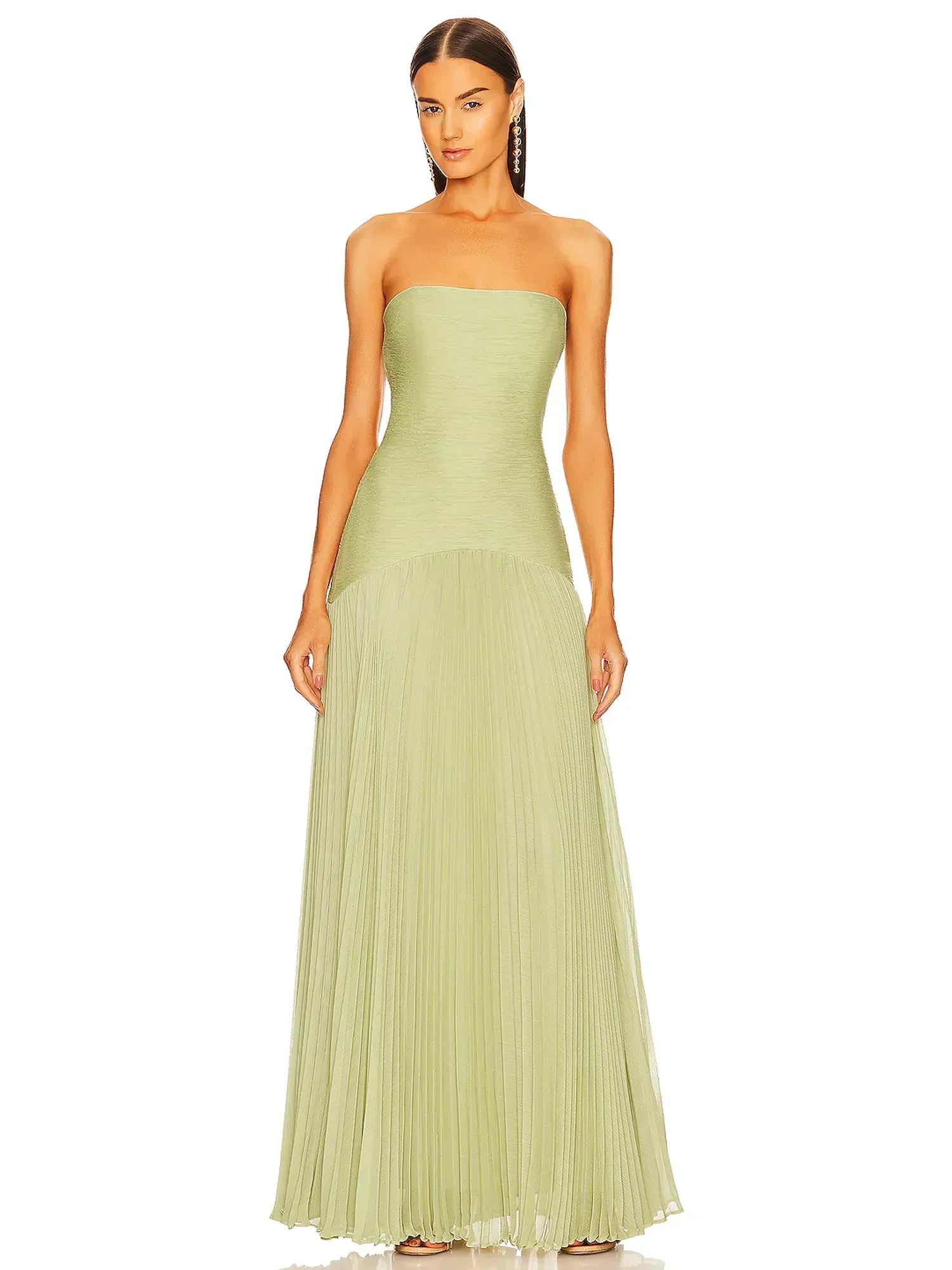 Abigail | Strapless Pleated Maxi Dress - Blush Pink
