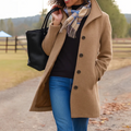 Helga | Classic Winter Coat with Button Front - Black