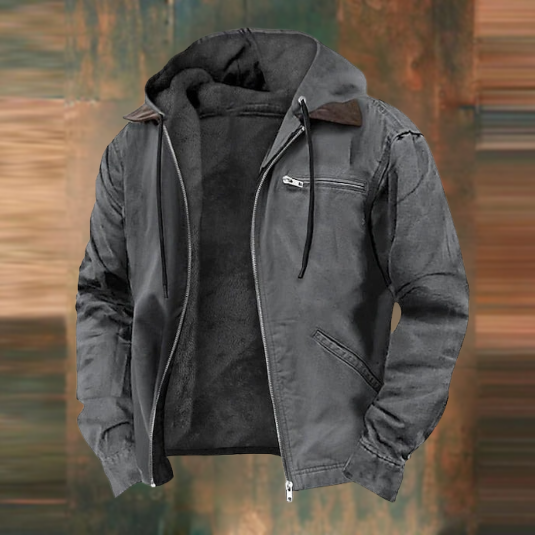 George | Men's Winter Warm Zip Hoodie Jacket - Navy Cotton Blend