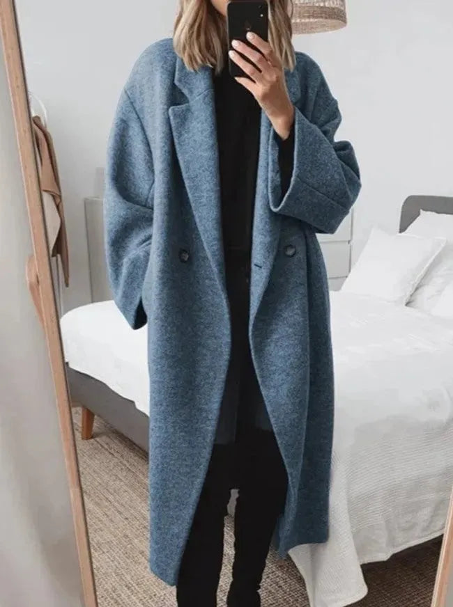 Eva | Women's Relaxed Fit Long Coat - Chic Black