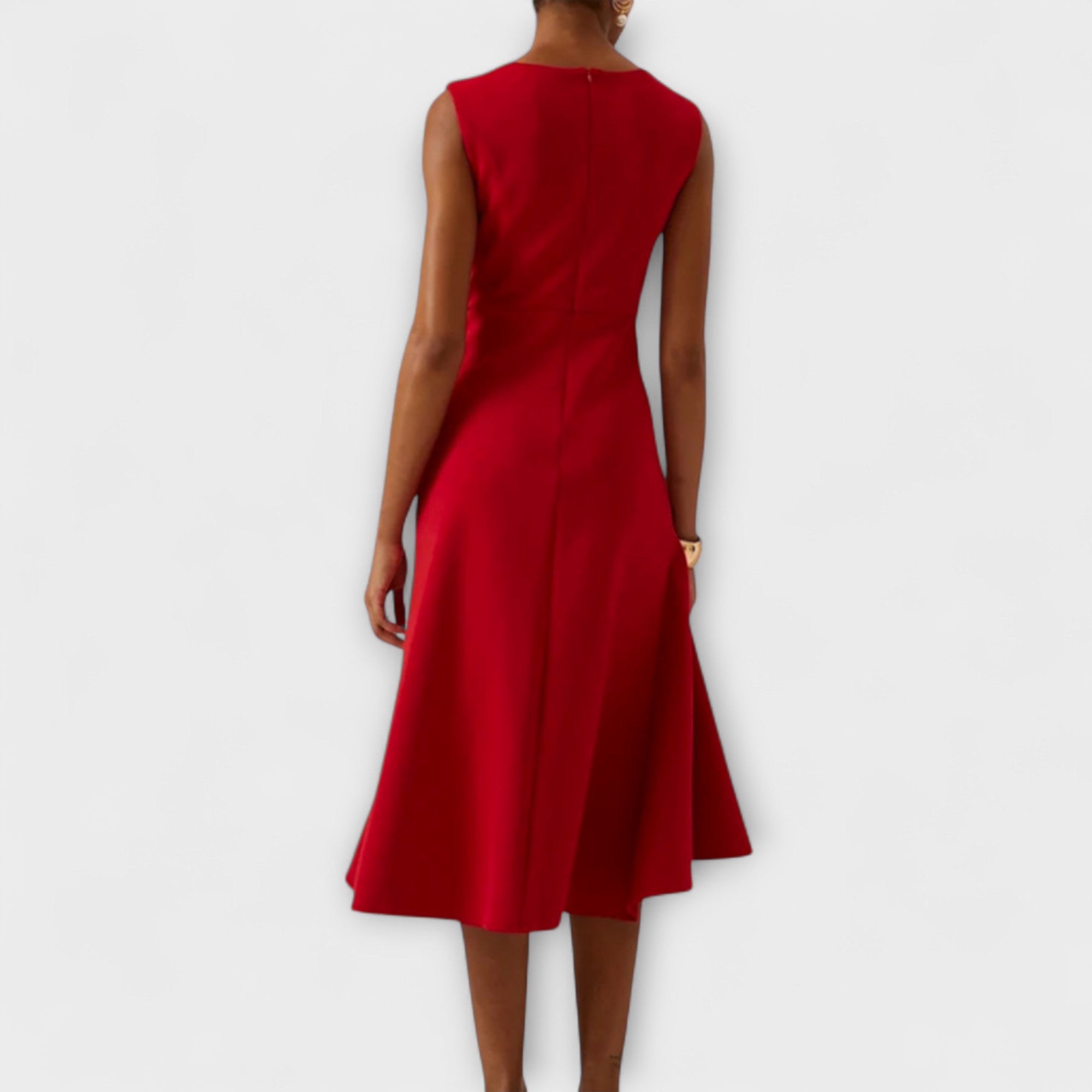 Sophia | Elegant Sleeveless Ruffle Midi Dress - Pink