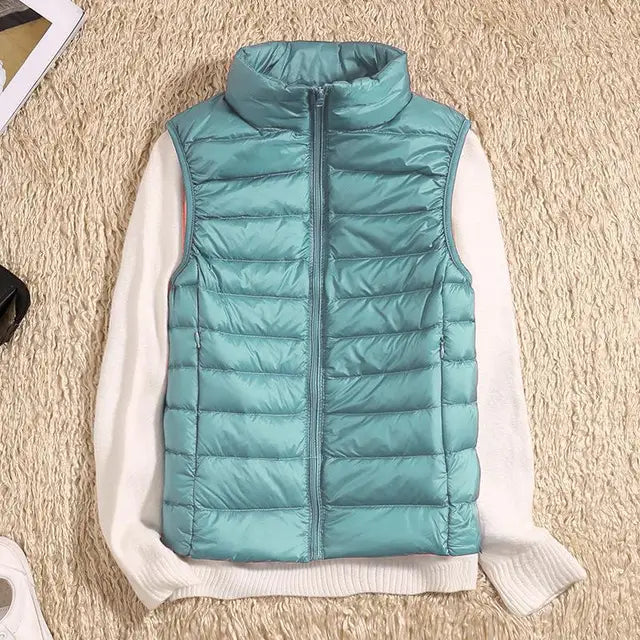 Rose | Lightweight Zip Front Puffer Vest - Pink