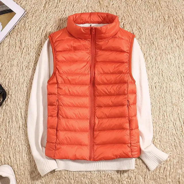 Rose | Lightweight Zip Front Puffer Vest - Pink