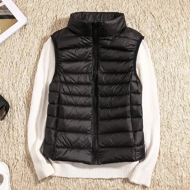 Rose | Lightweight Zip Front Puffer Vest - Pink