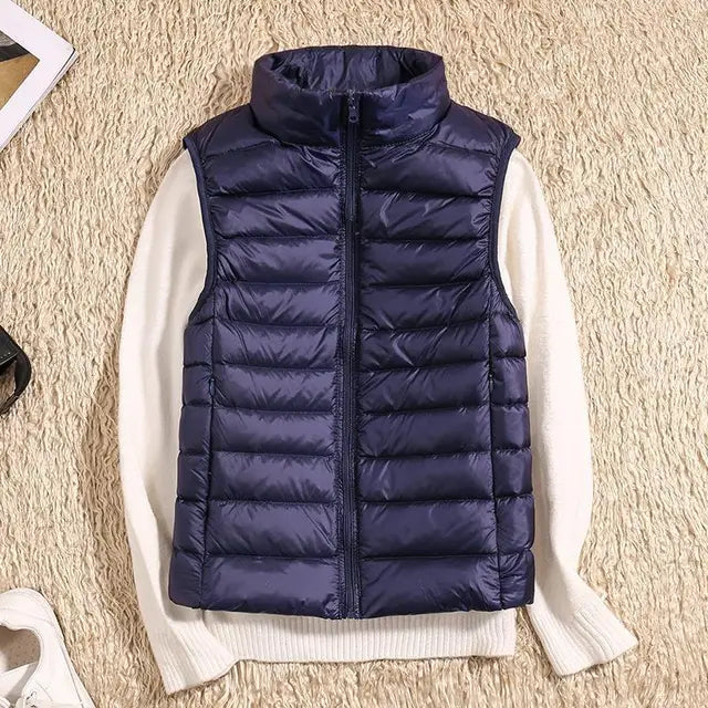 Rose | Lightweight Zip Front Puffer Vest - Pink