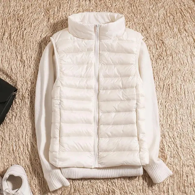 Rose | Lightweight Zip Front Puffer Vest - Pink