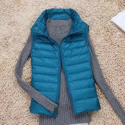 Rose | Lightweight Zip Front Puffer Vest - Pink