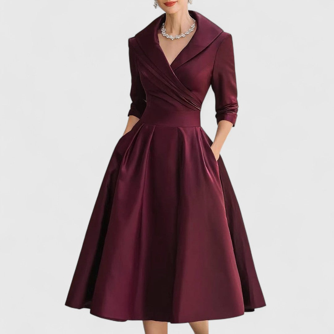 Marley Quinn | Elegant Midi Dress - Floral Print Cotton