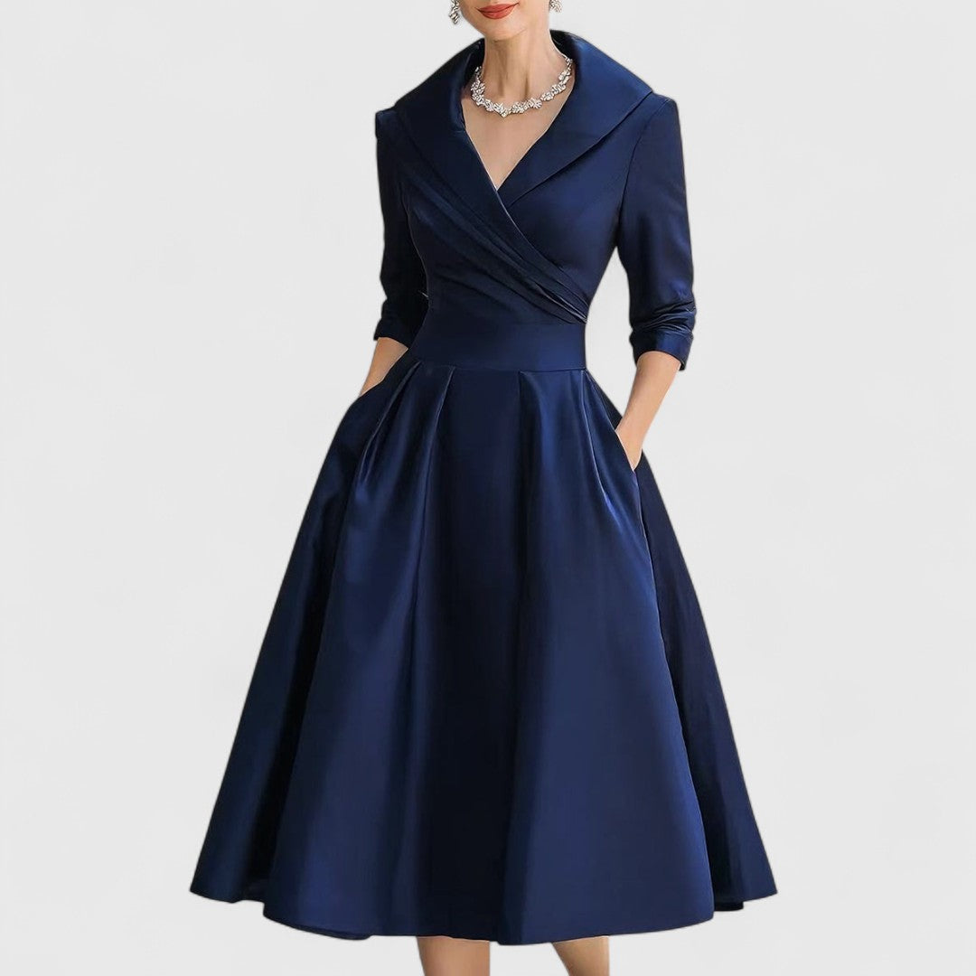 Marley Quinn | Elegant Midi Dress - Floral Print Cotton