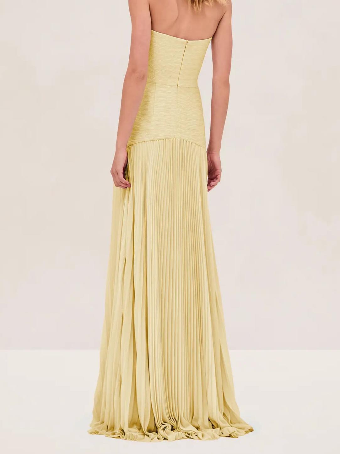 Abigail | Strapless Pleated Maxi Dress - Blush Pink