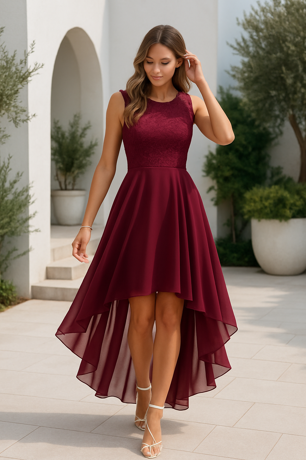 Gabriella | High Low Dress - Blush Pink Cotton Blend