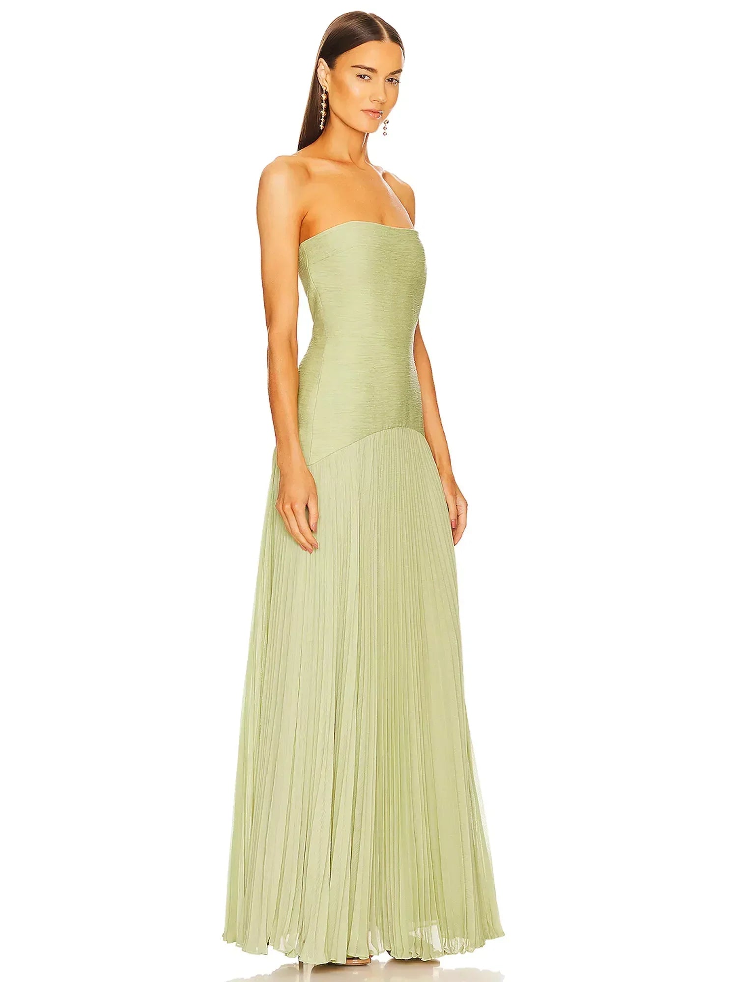 Abigail | Strapless Pleated Maxi Dress - Blush Pink