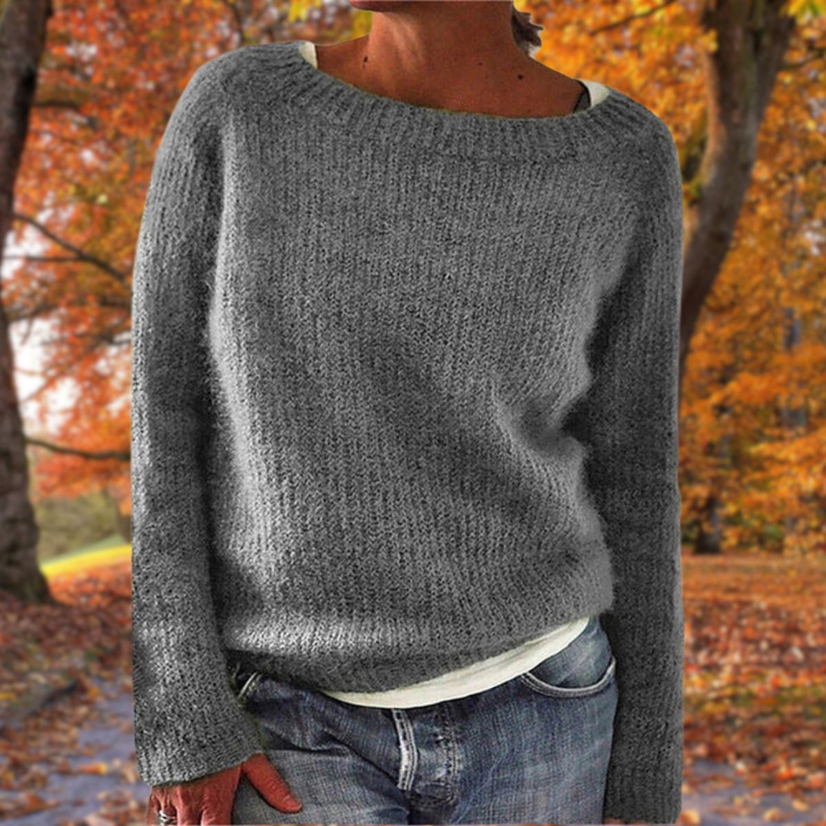 Julie | Relaxed Fit Knit Sweater - Light Grey