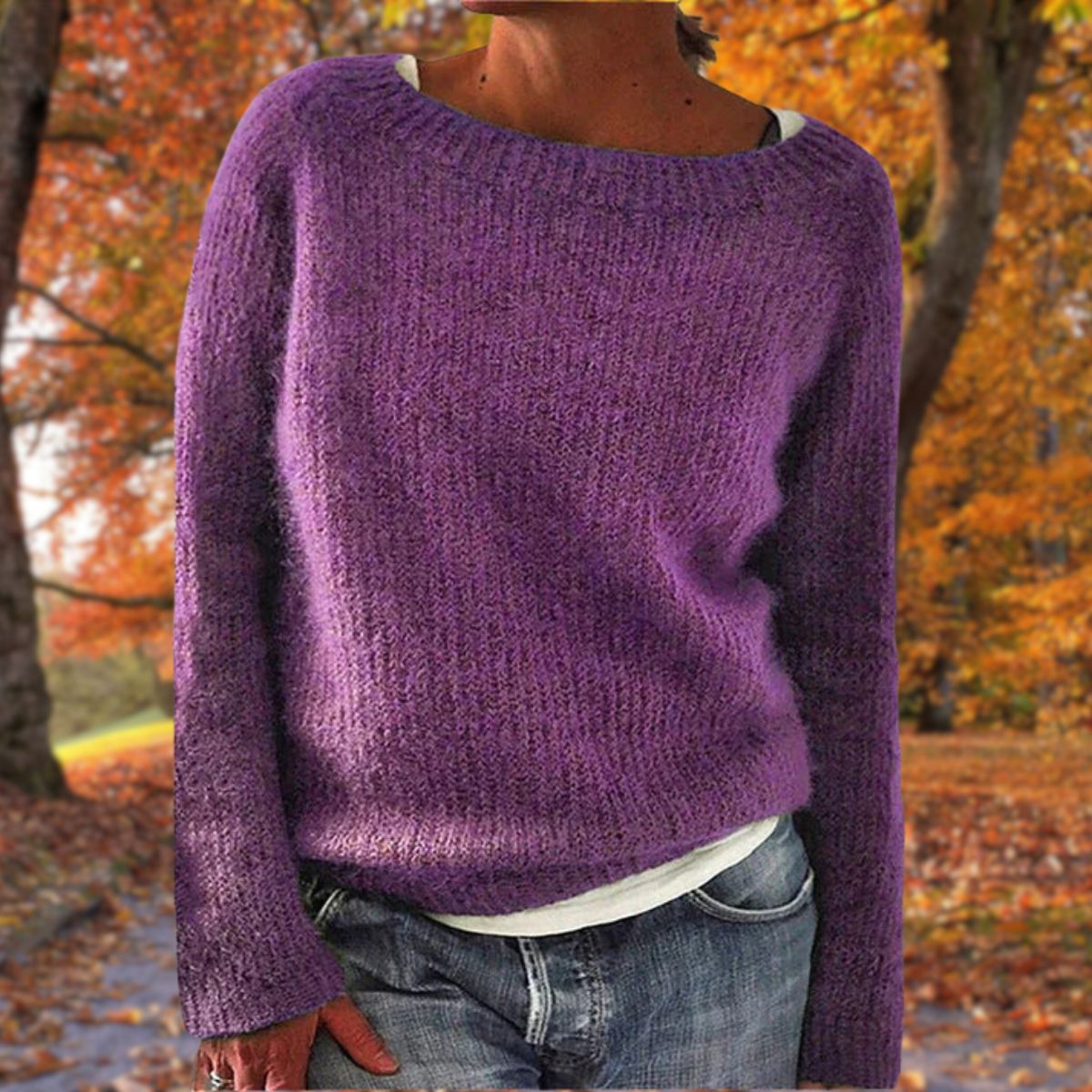 Julie | Relaxed Fit Knit Sweater - Light Grey