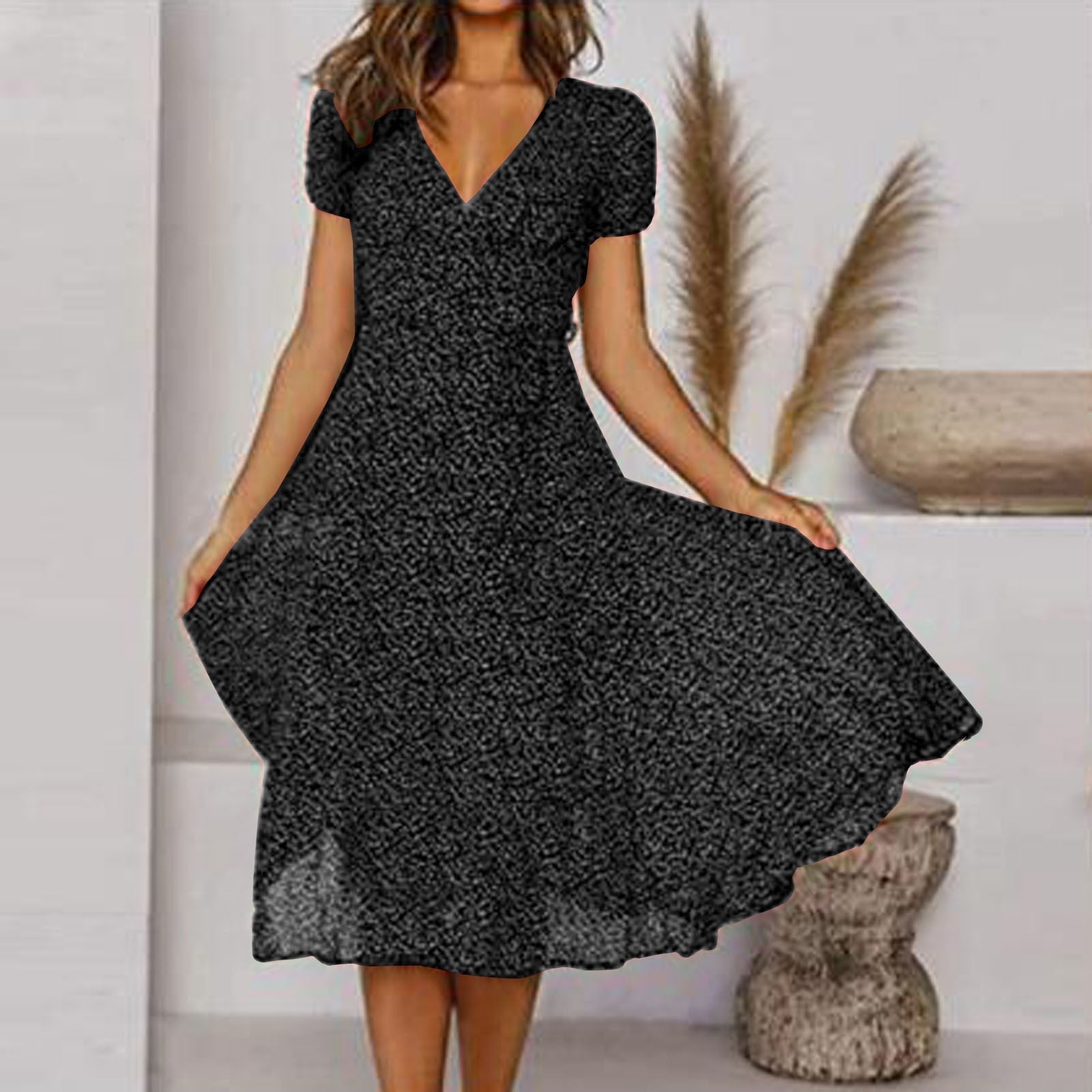 Ava | V Neck Midi Dress - Summer Floral Print