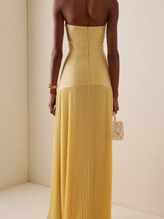 Abigail | Strapless Pleated Maxi Dress - Blush Pink