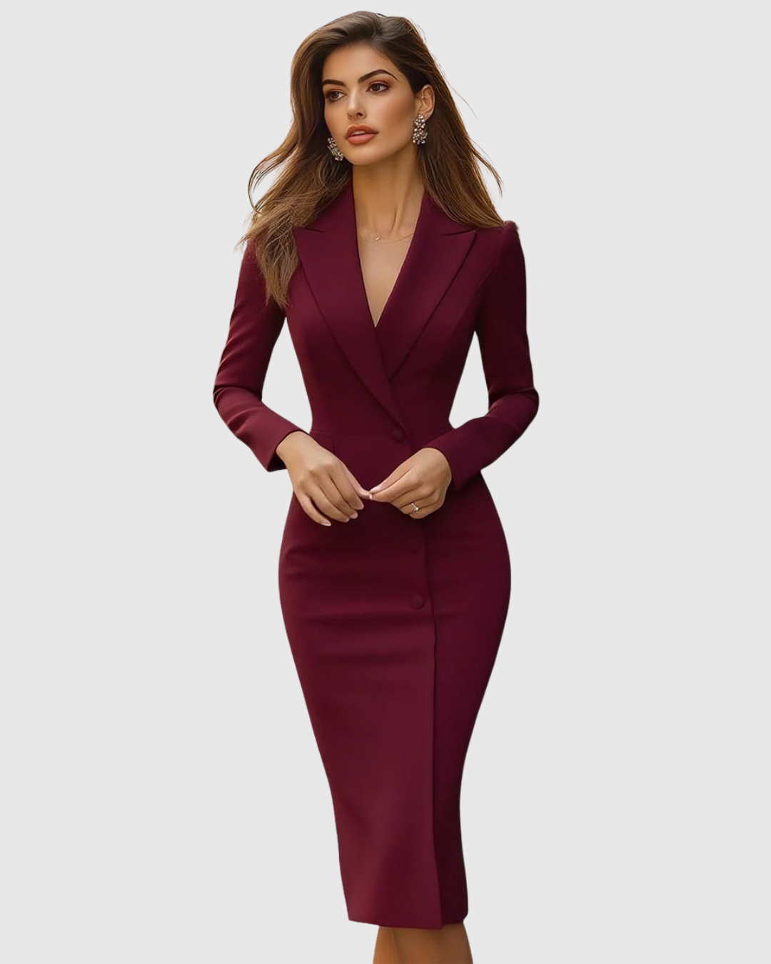Seleneva | Tailored Midi Dress - Elegant Silk Blend in Navy
