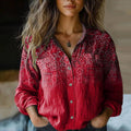 Phoebe | Printed Button Front Long Sleeve Top - Multicolor