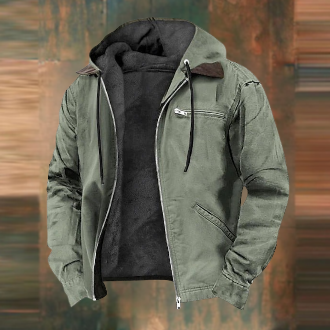 George | Men's Winter Warm Zip Hoodie Jacket - Navy Cotton Blend