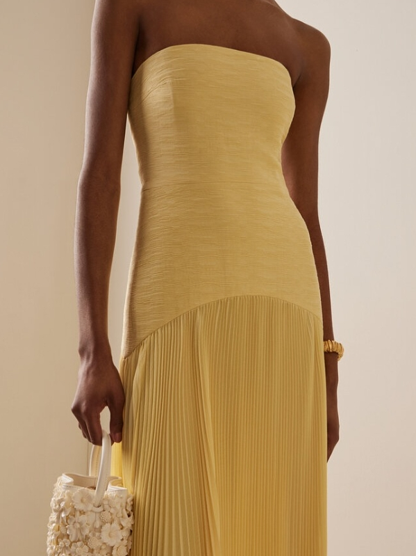 Abigail | Strapless Pleated Maxi Dress - Blush Pink
