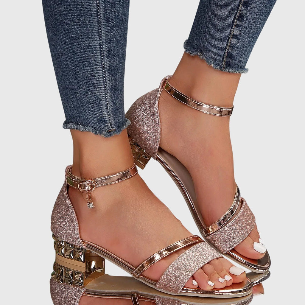Alison | Orthopedic Heeled Sandals - Black Leather