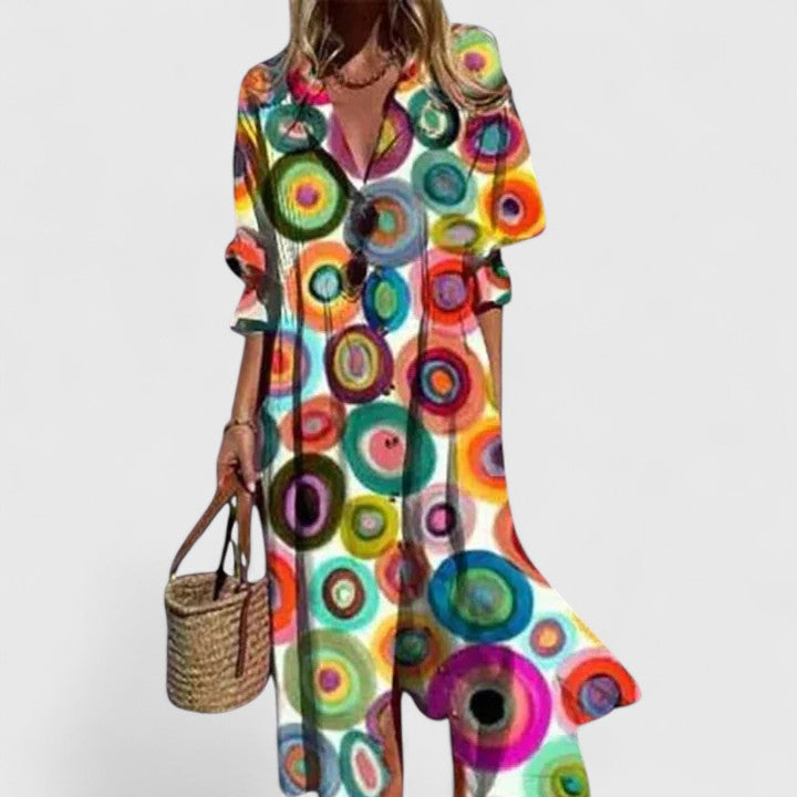 Paula | Boho Dress - Floral Print Cotton