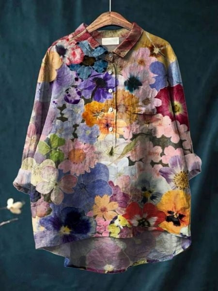 Bella | Floral Button Front Pocket Blouse - Multicolor