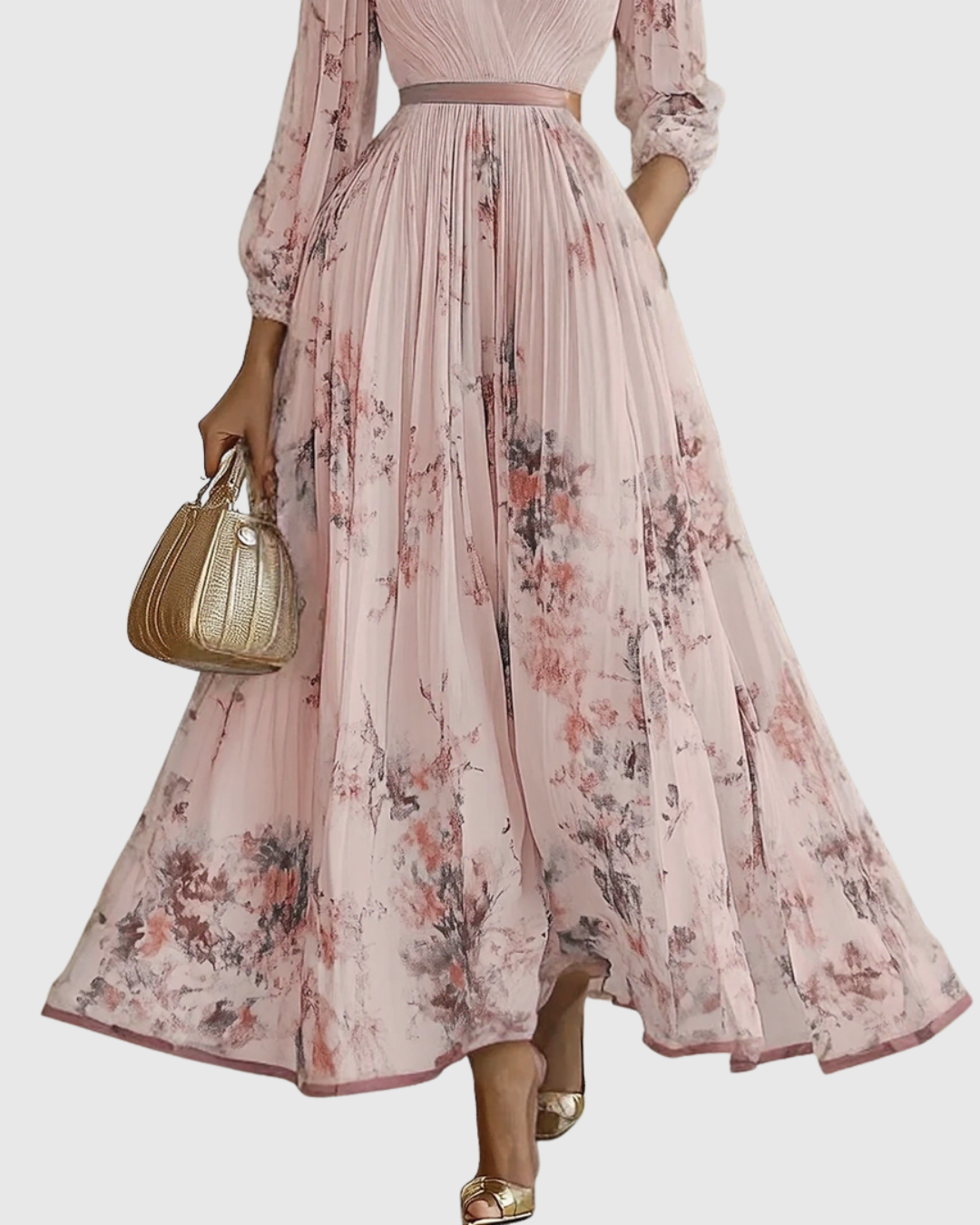 Rowella | Pleated Maxi Dress - Black Silk