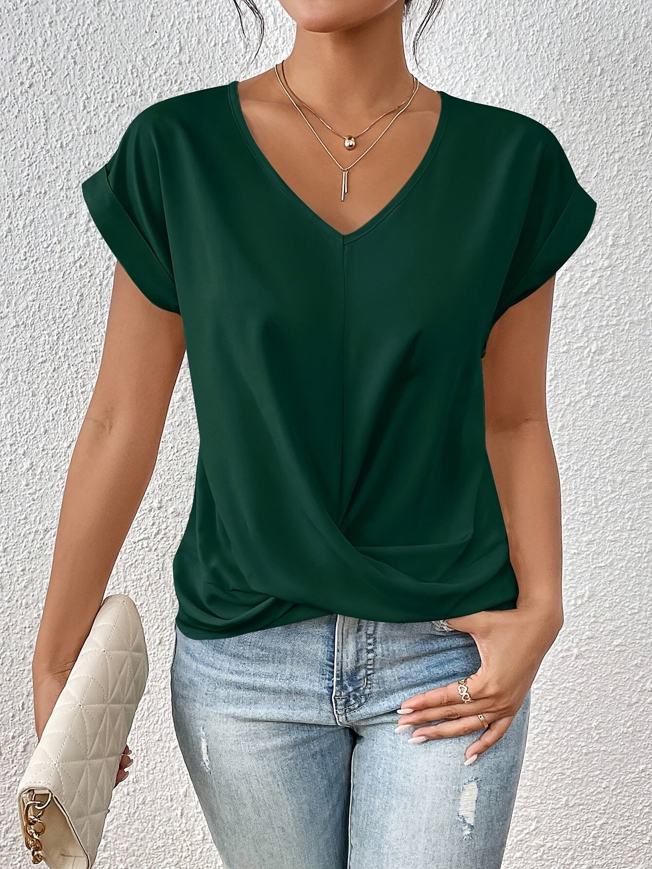 Cleo | Casual T-Shirt Sweetheart Neckline - White