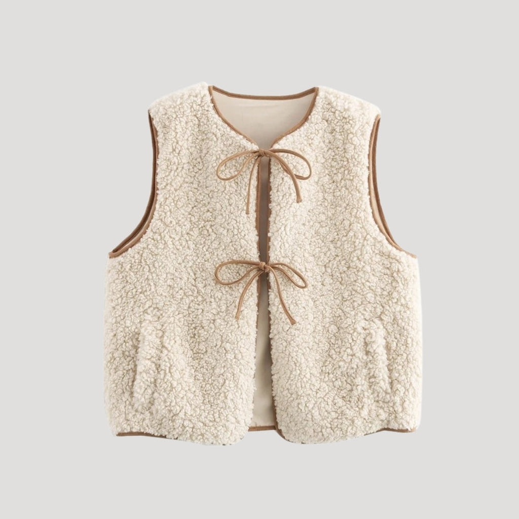 Alyssa | Women's Cozy Tie-Front Vest - Spring Green