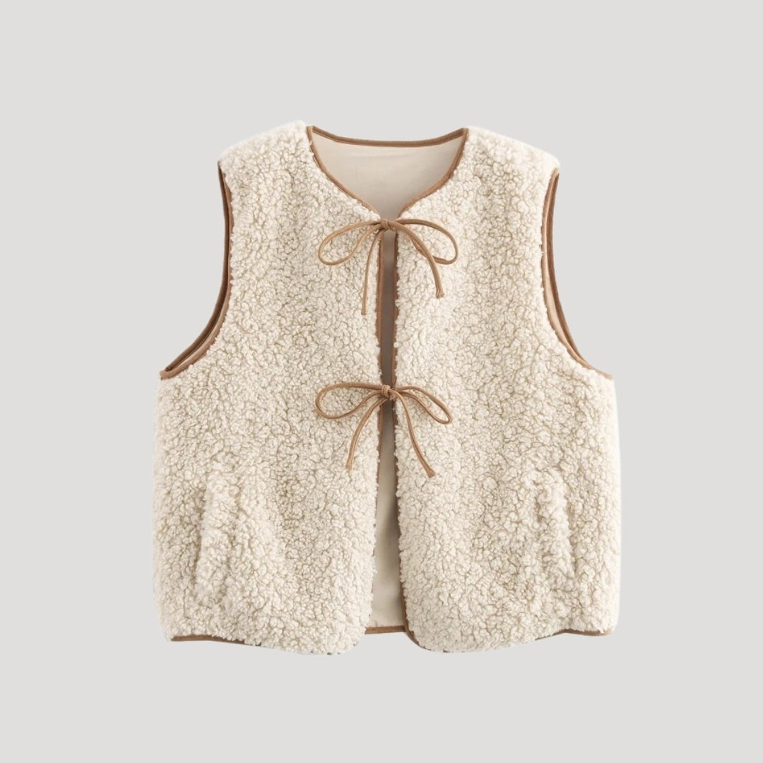 Alyssa | Women's Cozy Tie-Front Vest - Spring Green
