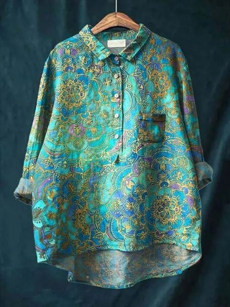 Bella | Floral Button Front Pocket Blouse - Multicolor