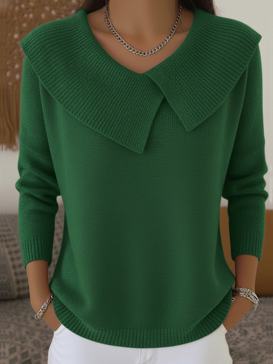 Claire | Women’s V Neck Oversized Collar Sweater